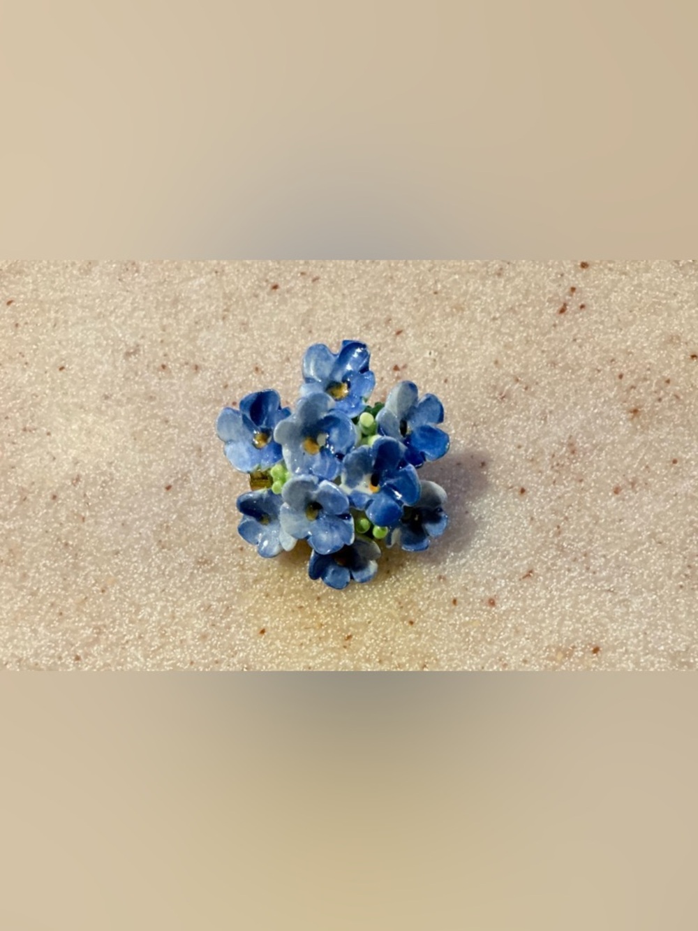 Blue Flower Cluster Pin Brooch Bone China
